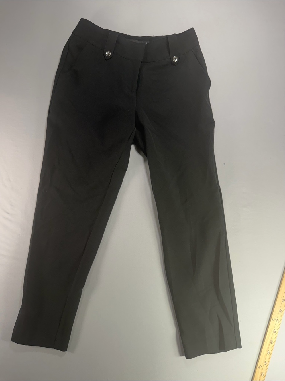 NY&Co Black Dress Pants Women 4P Petite Slim Ankle Trouser Work #950